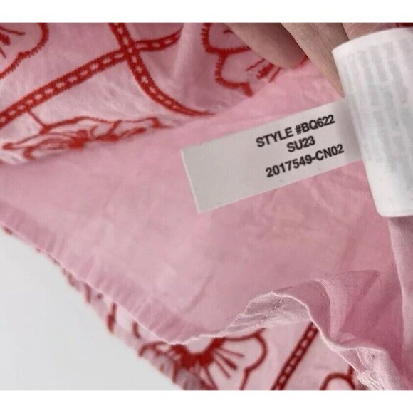 Crewcuts Girls Pink &‎ Red Floral Embroidered Puff Sleeve Lined Blouse Size XL - Picture 7 of 10